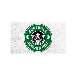 Sports Clipart: Black/Green 'Softball Served Hot' with Softball Designs - Logo Spoof Inspired by Coffee Shop - Digital Download SVG & PNG
