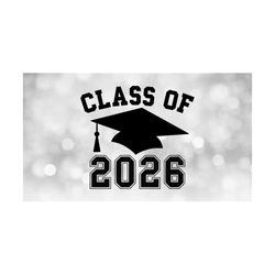 Educational Clipart: Black Class of 2026 Arched College Style Letters with Graduation Cap and Tassel - Digital Download svg png dxf pdf