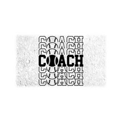 Sports Clipart: Split Mirror Stacked Word 'Coach' in Collegiate Block Type & Bold Softball/Baseball Letter 'O' - Digital Download SVG/PNG