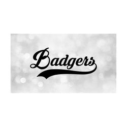 Sports Clipart: 'Badgers' Team Name in Fancy Print Type Lettering with Baseball Style Swoosh Underline - Digital Download svg png dxf pdf
