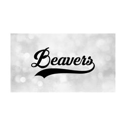 Sports Clipart: Bold Black 'Beavers' Team Name in Fancy Type Lettering with Baseball Style Swoosh Underline - Digital Download SVG & PNG