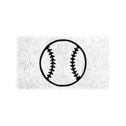 Sports Clipart: Large Round Black Easy Doodle or Hand Drawn Softball or Baseball Silhouette Outline for Players - Digital Download SVG & PNG