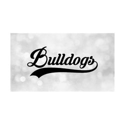 Sports Clipart: 'Bulldogs' Team Name in Fancy Print Type Lettering with Baseball Style Swoosh Underline - Digital Download SVG & PNG