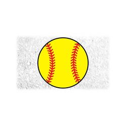 Sports Clipart: Large Round Yellow and Red Layered Basic Softball Silhouette - Yellow Ball with Red Threads - Digital Download SVG & PNG