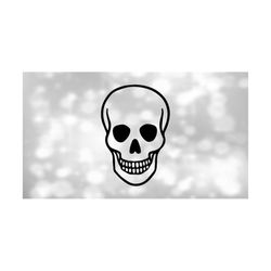 Holiday Clipart: Black Outline of Skeleton Head or Human Skull Silhouette for Halloween or Pirate Theme - Digital Download Format SVG & PNG