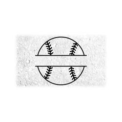 Sports Clipart: Large Black Outline Split Softball or Baseball Name Frame with Space to Add Player or Team Name - Digital Download SVG & PNG