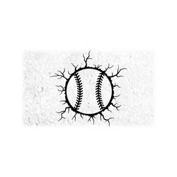 Sports Clipart: Black Softball or Baseball Inside Cracked Open Hole for Players, Teams, Coaches, Parents - Digital Download svg png dfx pdf