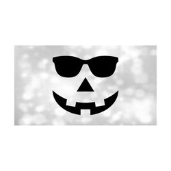 Holiday Clipart: Halloween Carved Smiling Unisex Pumpkin Face Jack-o-Lantern w/ Sun Glasses / Sunglasses - Digital Download svg png dxf pdf