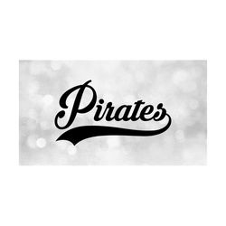 Sports Clipart: Black 'Pirates' Team Name in Baseball Type Lettering w/ Swoosh Underline, Change Color Yourself - Digital Download SVG & PNG