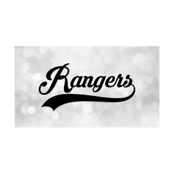 Sports Clipart: Black Team Name 'Rangers' in Fancy Type Lettering with Baseball Style Swoosh Underline - Digital Download SVG & PNG