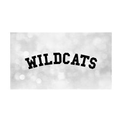 Sports Clipart: Black Arched 'Wildcats' Team Name in Bold Collegiate Block Style Lettering for Fanwear - Digital Download svg png dxf pdf
