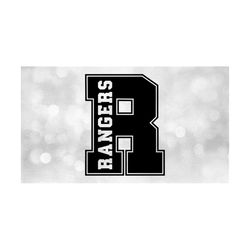 Sports Clipart: Capital Letter 'R' w/ 'Rangers' Team Name in Bold Collegiate Block Style Lettering Cutout - Digital Download svg png dxf pdf