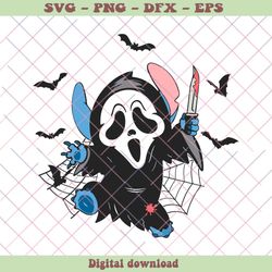 Stitch Scream Halloween Ghost Face SVG Graphic Design File