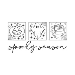 Vintage Spooky Season Pumpkin Ghost Witch SVG Digital File