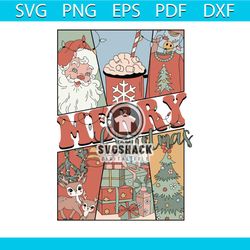 Retro Merry Christmas Santa Claus SVG Graphic Design File