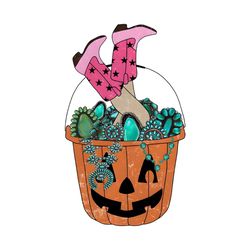 Cowgirl Turquoise Pumpkin Bucket PNG Sublimation File