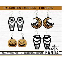 Halloween Earrings SVG PNG, Wooden Earrings Svg, Pumpkin Earring Svg, Cricut Svg, Trick Or Treat Svg, Halloween Svg, Earring Svg Files