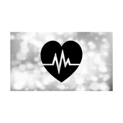 Medical Clipart: Large Solid Black Heart Split with E K G, E C G, Electrocardiogram, Heartbeat, Heartrate Lines - Digital Download SVG & PNG