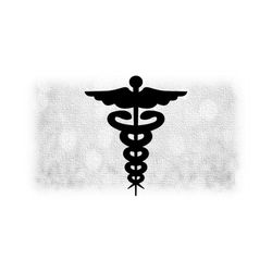 Medical Clipart: Black Simple Medical Caduceus Symbol Silhouette for Medicine, Doctors, Nurses, Hospital Staff - Digital Download SVG & PNG