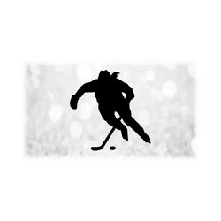 Sports Clipart: Black Female Hockey Player Silhouette Playing with Puck and Stick for Players Teams Coaches - Digital Download SVG & PNG
