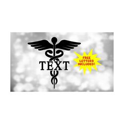 Medical Clipart: Black Medical Caduceus Symbol Silhouette for Doctors, Nurses, Staff - Split Name Frame - Digital Download svg png dxf pdf