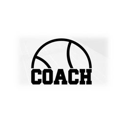 Sports Clipart: Half Tennis Ball Outline with Word 'Coach in Bold College Style for Coaches or Assistants - Digital Download svg png dxf pdf
