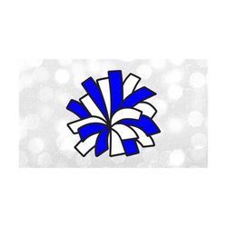 Sports Clipart: Blue & White Cheerleader Pom Layered on Black Background for Cheer Cheering Cheerleading - Digital Download svg png dxf pdf