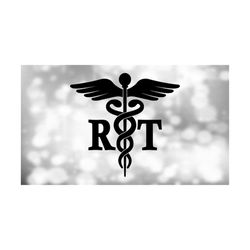 Medical Clipart: Black Medical Caduceus Symbol with RT for Respiratory Therapist or Radiology Technician - Digital Download svg png dxf pdf