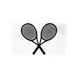 Sports Clipart: Double Crossed Black Tennis Rackets with Strings for Players, Teams, Coaches, Parents - Digital Download svg [ng dxf pdf