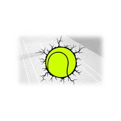 Sports Clipart: Yellow-Green Tennis Ball Layered on Big Black Cracked Open Hole for Players Teams Coaches - Digital Download svg png dfx pdf