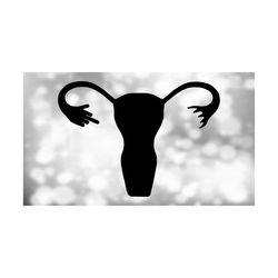 Medical Clipart: Black Silhouette of Female Uterus with One Middle Finger Flipping Off SCOTUS - Women's Rights - Digital Download SVG & PNG