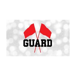 Sports Clipart: Red Crossed Color Guard / Marching Band Flags with Black Word 'GUARD' - You Change Color - Digital Download svg png dxf pdf