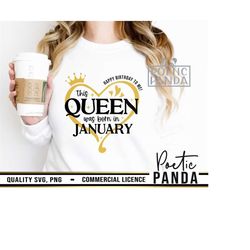 Queens Are Born In January SVG PNG, January Birthday, Crown Svg, Queens Svg, Diva Svg, Black Queen Png, Lips Svg, Sexy Birthday Svg