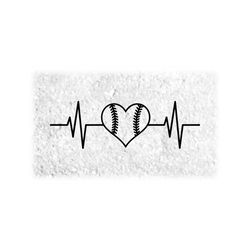 Sports Clipart: Electrocardiogram / E.K.G. / E.C.G. / Heartbeat / Heart Rate Monitor with Baseball or Softball - Digital Download SVG & PNG