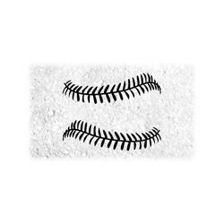 Sports Clipart: Large Black Softball or Baseball Ball Threads / Stitches / Stitching - Shaped Like a Round Ball - Digital Download SVG & PNG