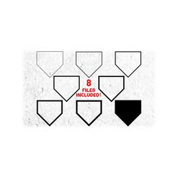 sports clipart: black softball/baseball 'home plate' or 'base' to scale in 8 different thicknesses/styles - digital download svg png dxf pdf
