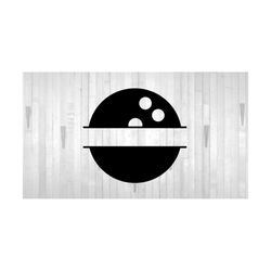 Sports Clipart: Black Bowling Ball with Split Name Frame for Personalizing - Bowlers, Alleys, Lanes, Leagues - Digital Download SVG & PNG