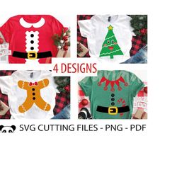 4 Christmas bundle svg, Elf shirt svg, Christmas sweater svg, Christmas tree svg, Christmas costume svg, Kids Christmas, Santa costume svg