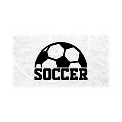 Sports Clipart: Half Black Soccer Ball w/ Bold Word 'Soccer' Below It - Players, Teams, Coaches, Parents - Digital Download avg png dxf pdf