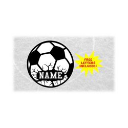 Sports Clipart: Black and White Soccer Ball w/Cracked Open Name Frame Space to Add Player Name/Team Name - Digital Download svg png dfx pdf