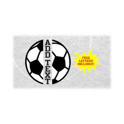 Sports Clipart: Black Soccer Ball Layered on White Split Name Frame to Personalize, Players Teams Coaches, Digital Download svg png dxf pdf