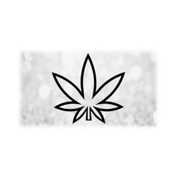 Nature Clipart: Large Easy Black Outline Marijuana Leaf, Indica, MJ, Cannabis, Hemp, Pot, Weed, Dank Ganja, Hash - Digital Download SVG/PNG
