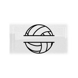 Sports Clipart: Split Black Volleyball Outline with Name Frame Space for Players, Teams, Coaches, Parents - Digital Download svg png dxf pdf