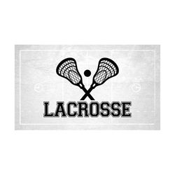 Sports Clipart: Two Double Crossed Realistic Lacrosse Sticks with Bold Black Word 'Lacrosse' in College Style - Digital Download SVG & PNG