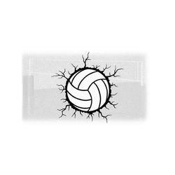 Sports Clipart: White Volleyball Layered on Top of Big Black Cracked Open Hole for Players Teams Coaches - Digital Download svg png dfx pdf