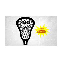 Sports Clipart: Black Blank Lacrosse Stick Net with Cracked Open Name Frame Space to Add Player/Team Name - Digital Download svg png dfx pdf