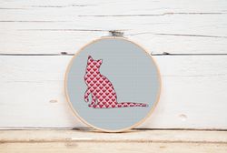 Cat cross stitch pattern Animal Pet Parent Gift Embroidery Digital format PDF Simple Cute Modern Nursery Design