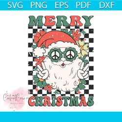 Retro Floral Merry Christmas Vibes Santa Claus SVG File