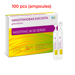 100 pcs Nicotinic acid bufus solution for hair 10 mg/ml 5 ml tube-drops. 100 pcs renewal
