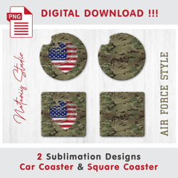 2 Air Force Camouflage Patterns - Sublimation Waterslade Patterns - Car Coaster Design - Digital Download